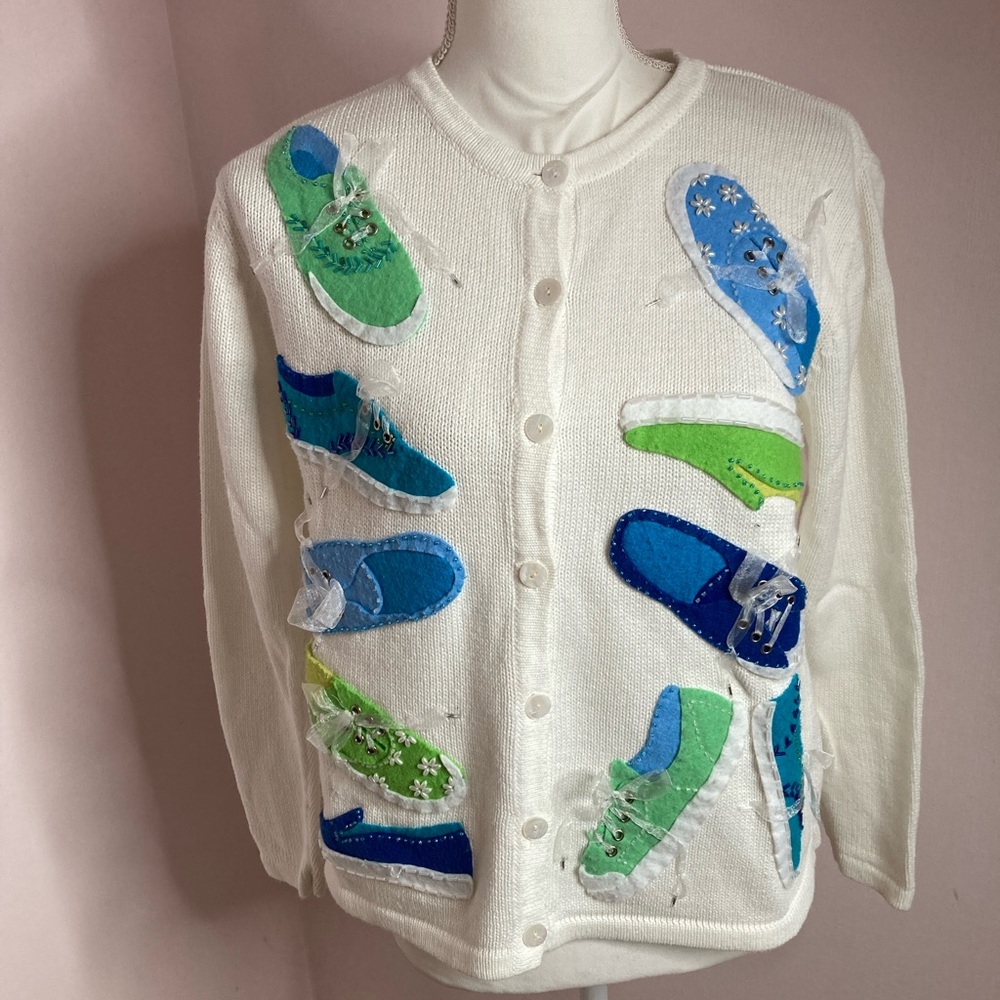 Vintage Talbots Sneaker Appliqué Cardigan